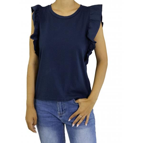 T shirt con volant tinta unita 